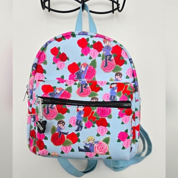 Ouran High School Host Club Handbags - Ouran High School Host Club Light Blue Mini Backpack Blue Floral Character